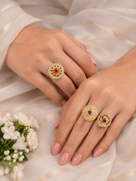 Women's Traditional Ethnic Combo of 3 Statement Ring