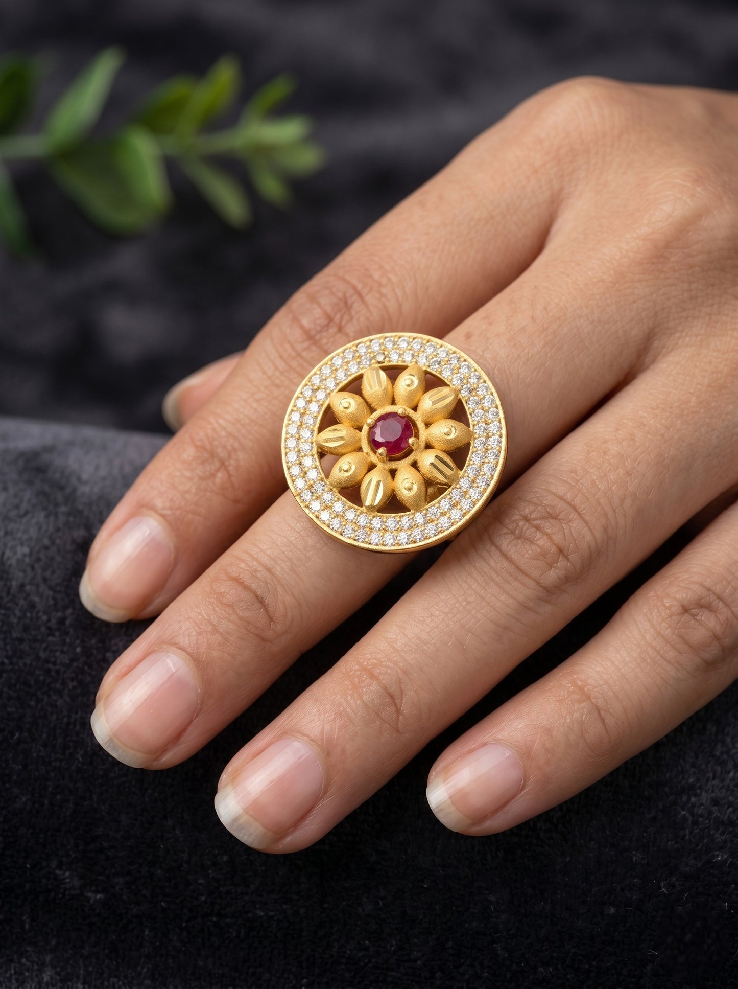 Women's Traditional Ethnic Statement Ring for Festive, Wedding