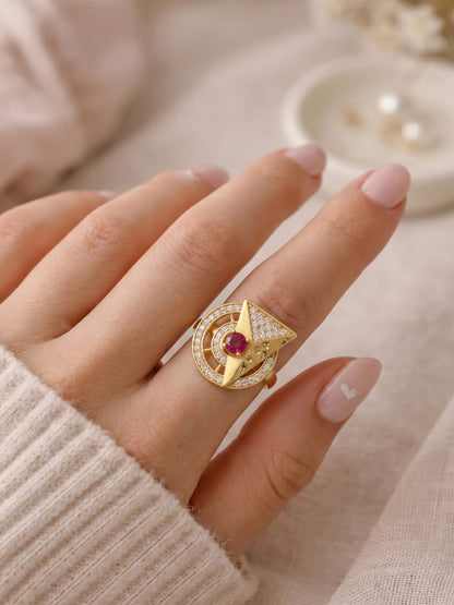 Women's Traditional Ethnic Statement Ring for Festive, Wedding
