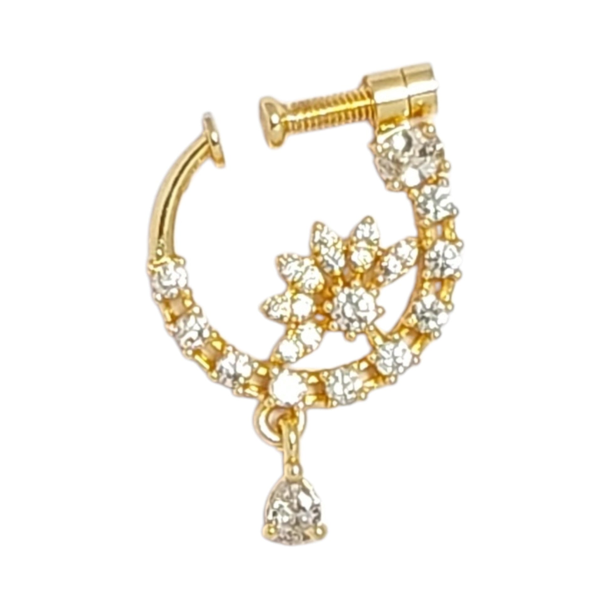 nath,nathni nosepin,nosering,no need piercing nath,screwed nosepin