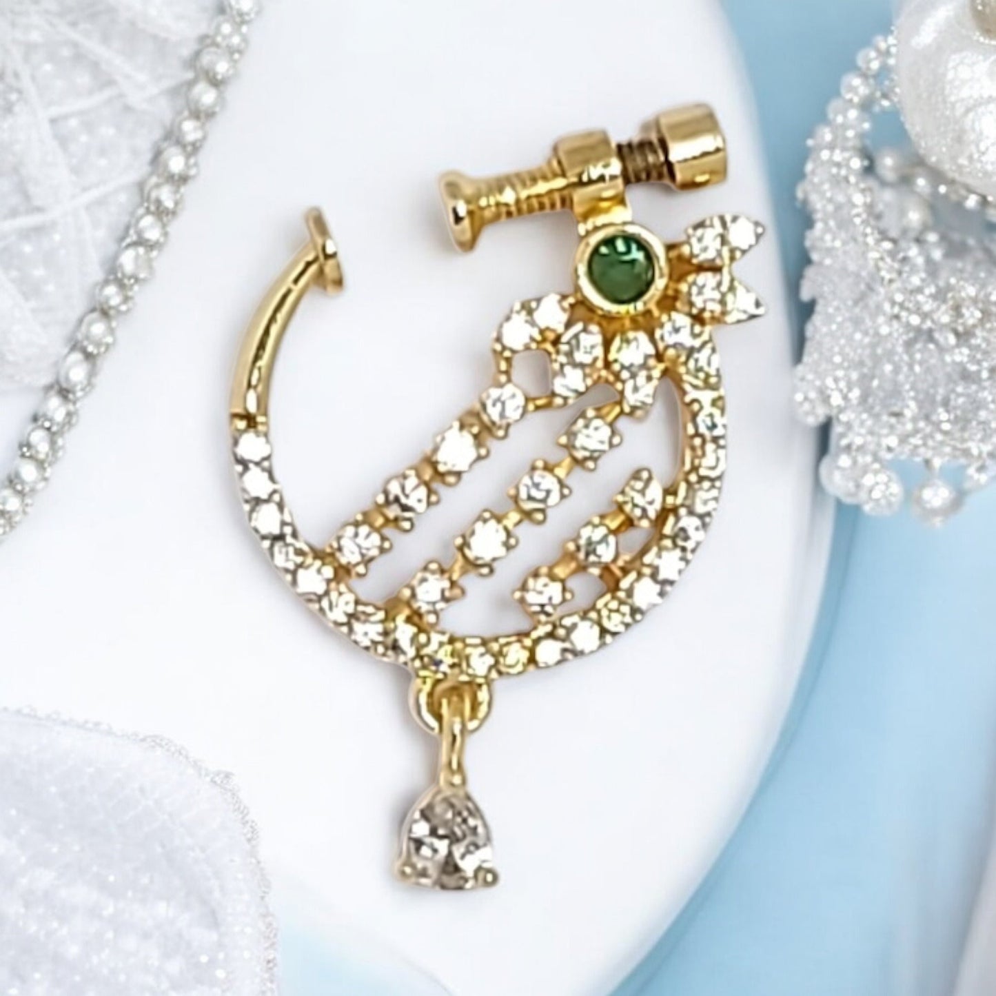 nath,nathni nosepin,nosering,no need piercing nath,screwed nosepin