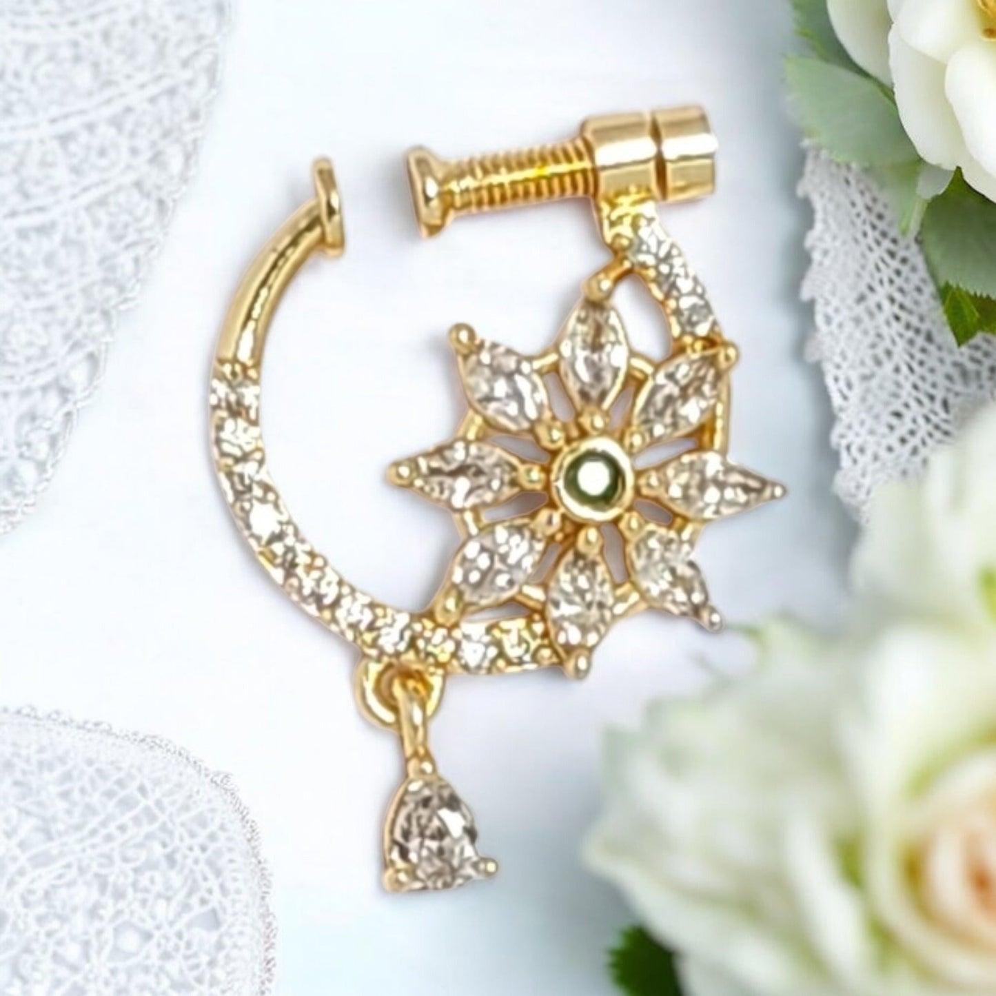 nath,nathni nosepin,nosering,no need piercing nath,screwed nosepin