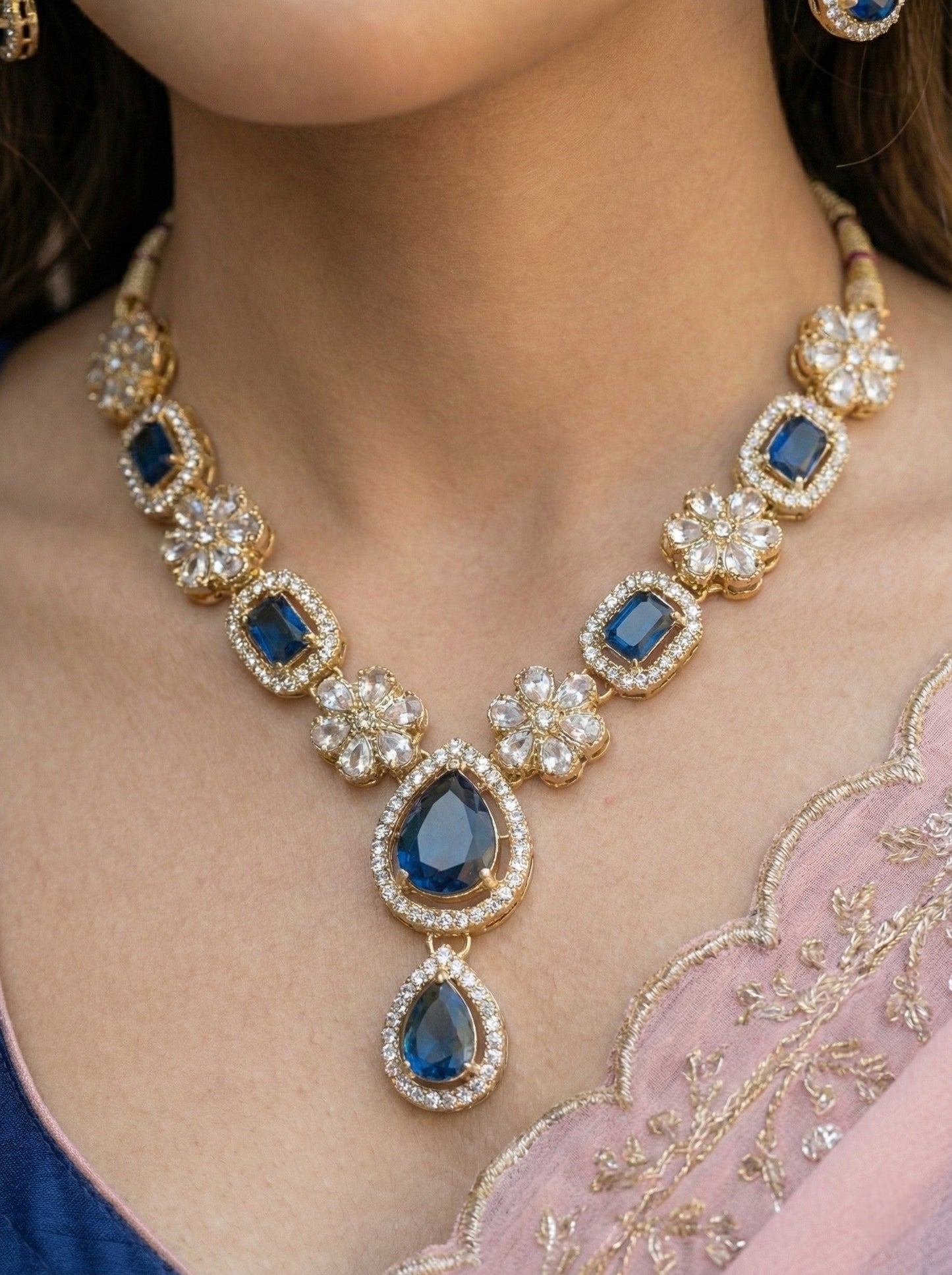 Necklace,american diamond set,ad set,silver set