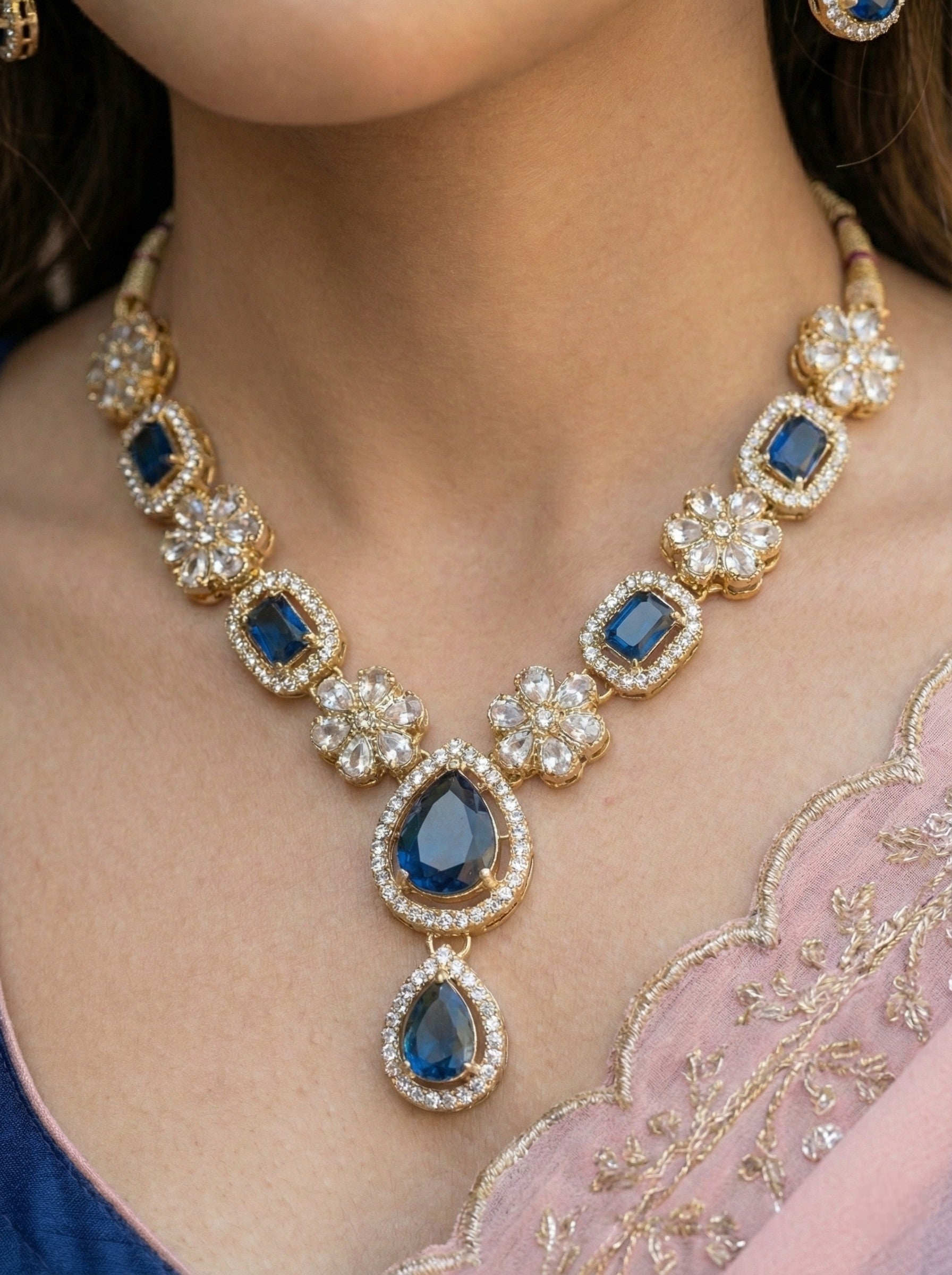 Necklace,american diamond set,ad set,silver set