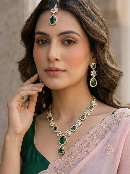 Necklace,american diamond set,ad set,silver set