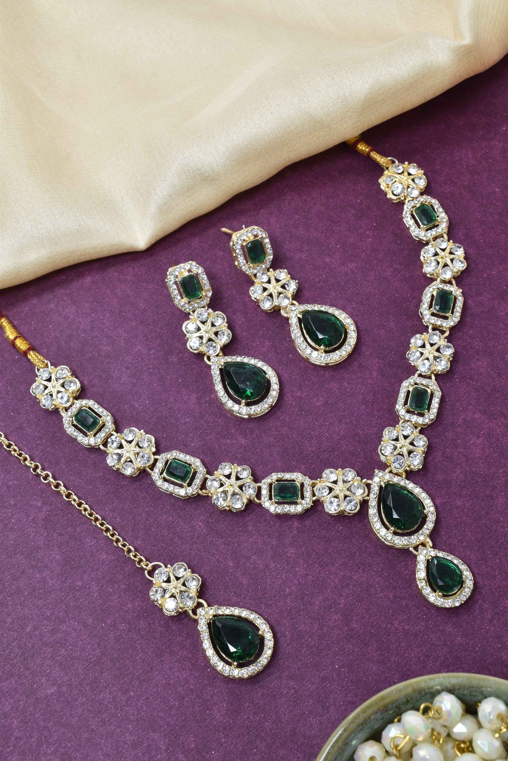 Necklace,american diamond set,ad set,silver set