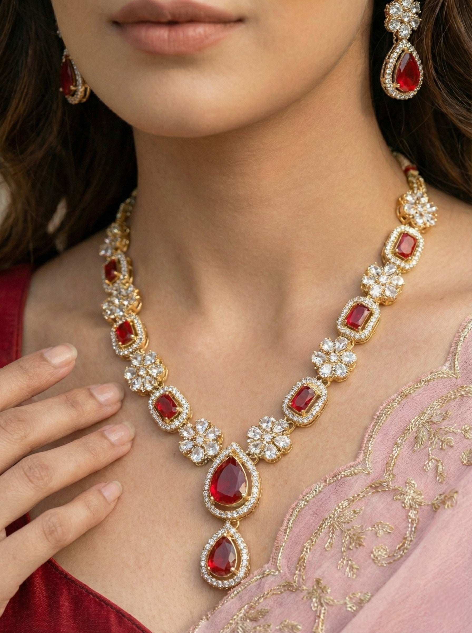 Necklace,american diamond set,ad set,silver set