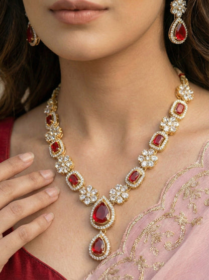 Necklace,american diamond set,ad set,silver set