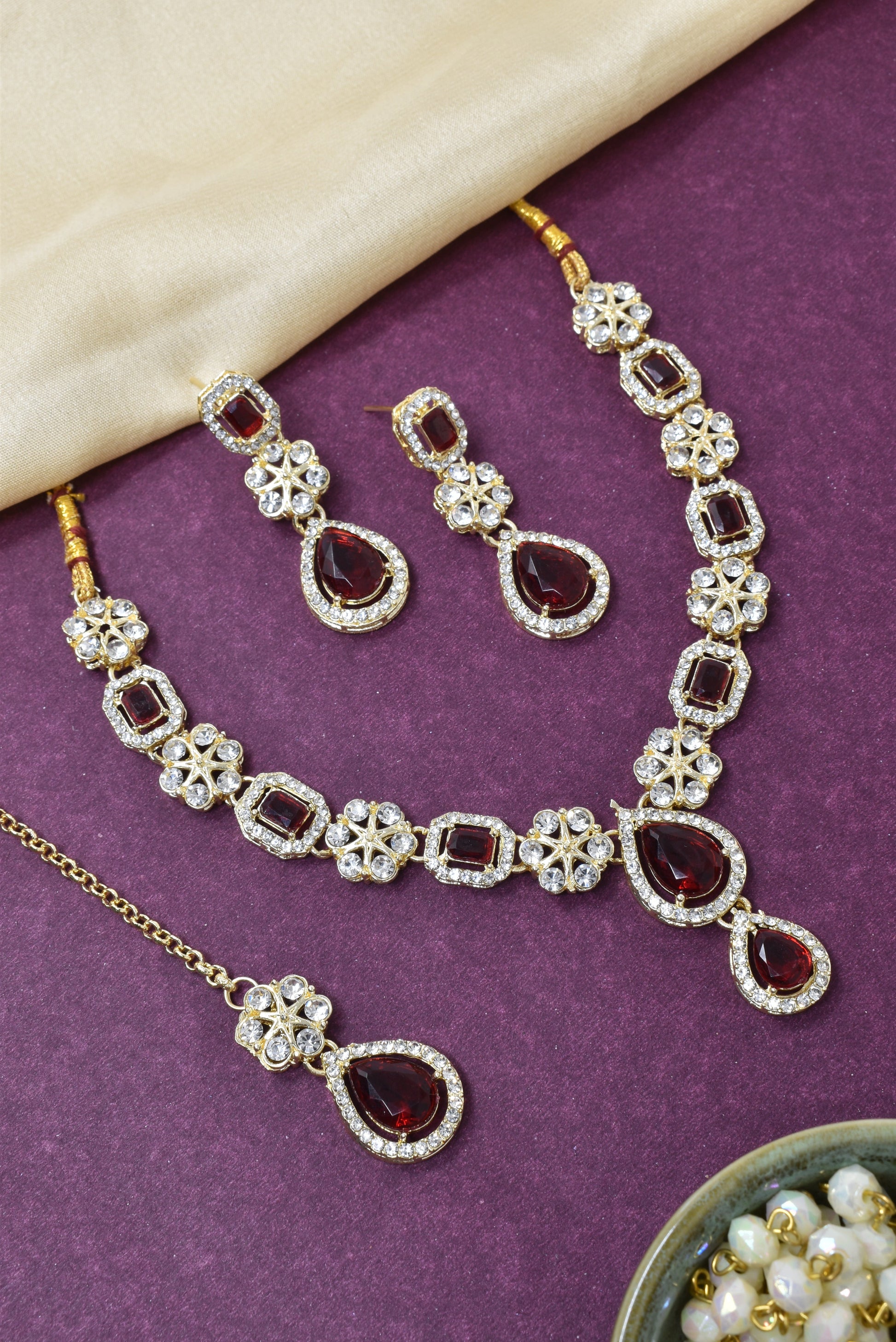 Necklace,american diamond set,ad set,silver set