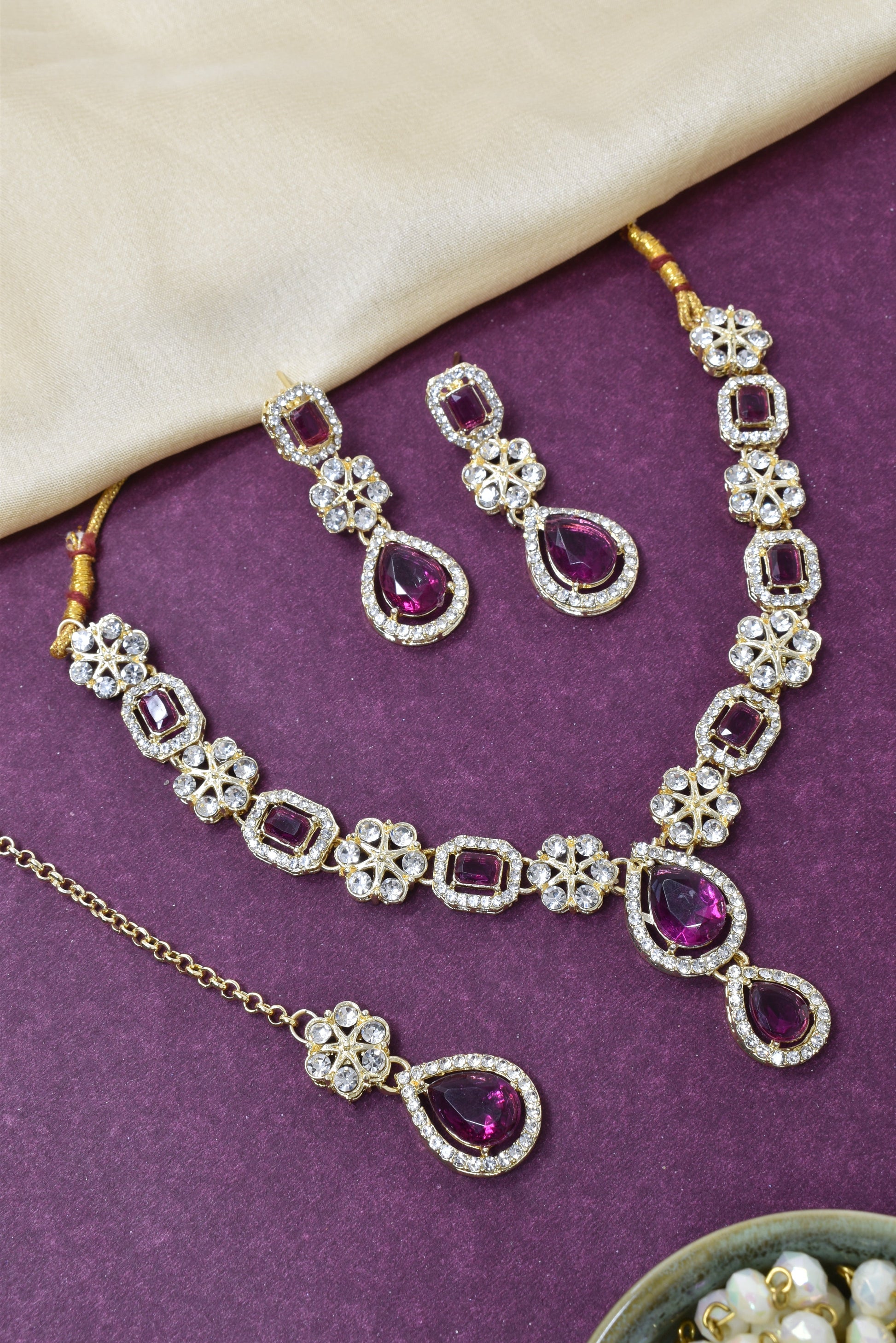 Necklace,american diamond set,ad set,silver set