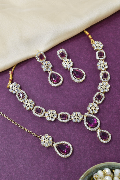 Necklace,american diamond set,ad set,silver set