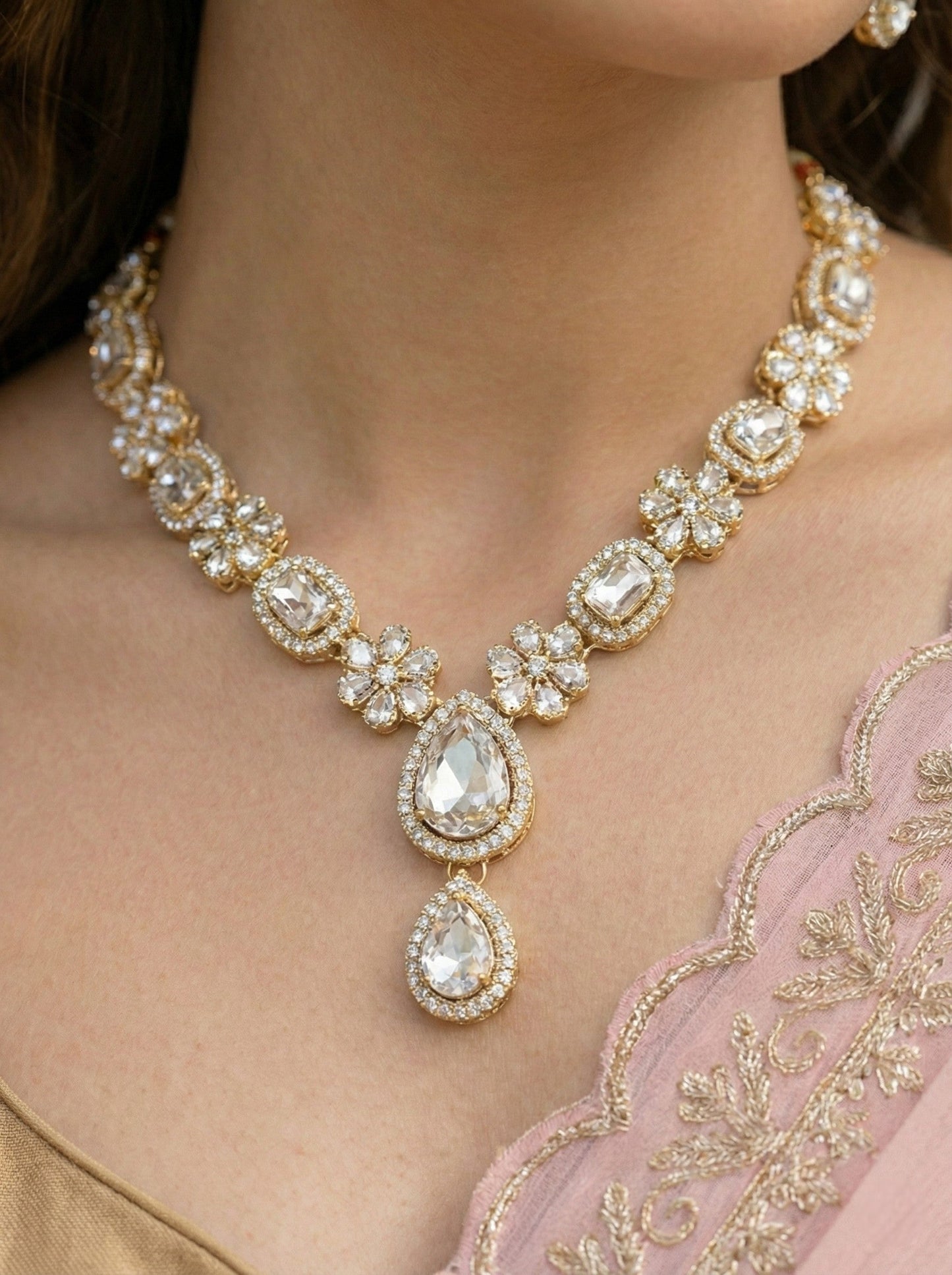 Necklace,american diamond set,ad set,silver set