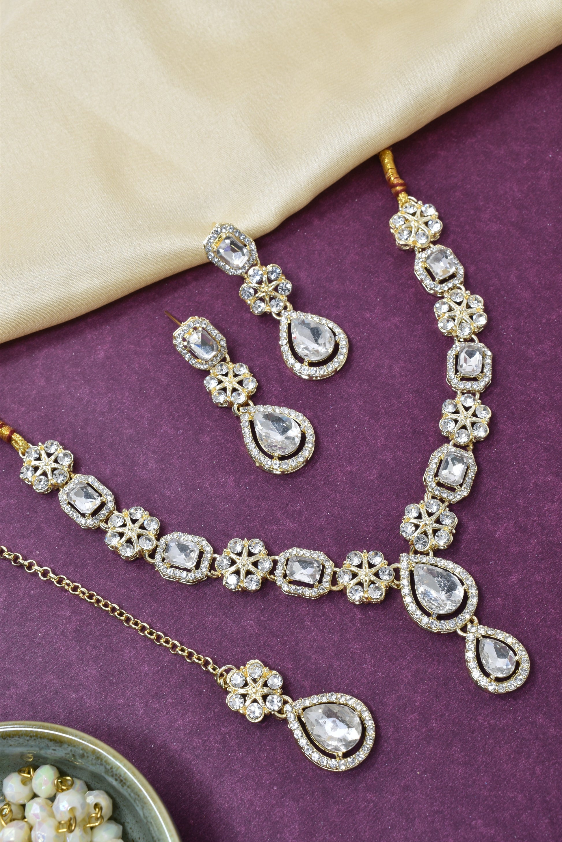 Necklace,american diamond set,ad set,silver set