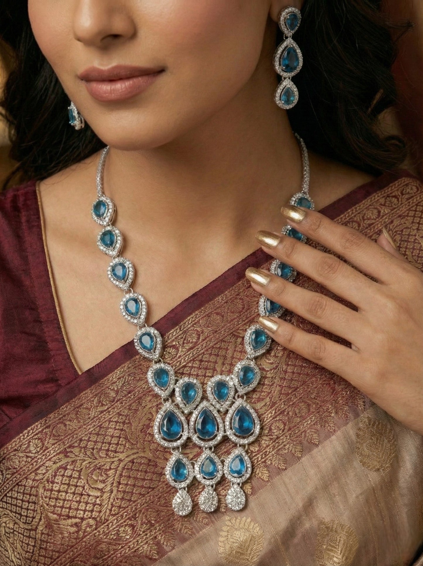 Necklace,american diamond set,ad set,silver set