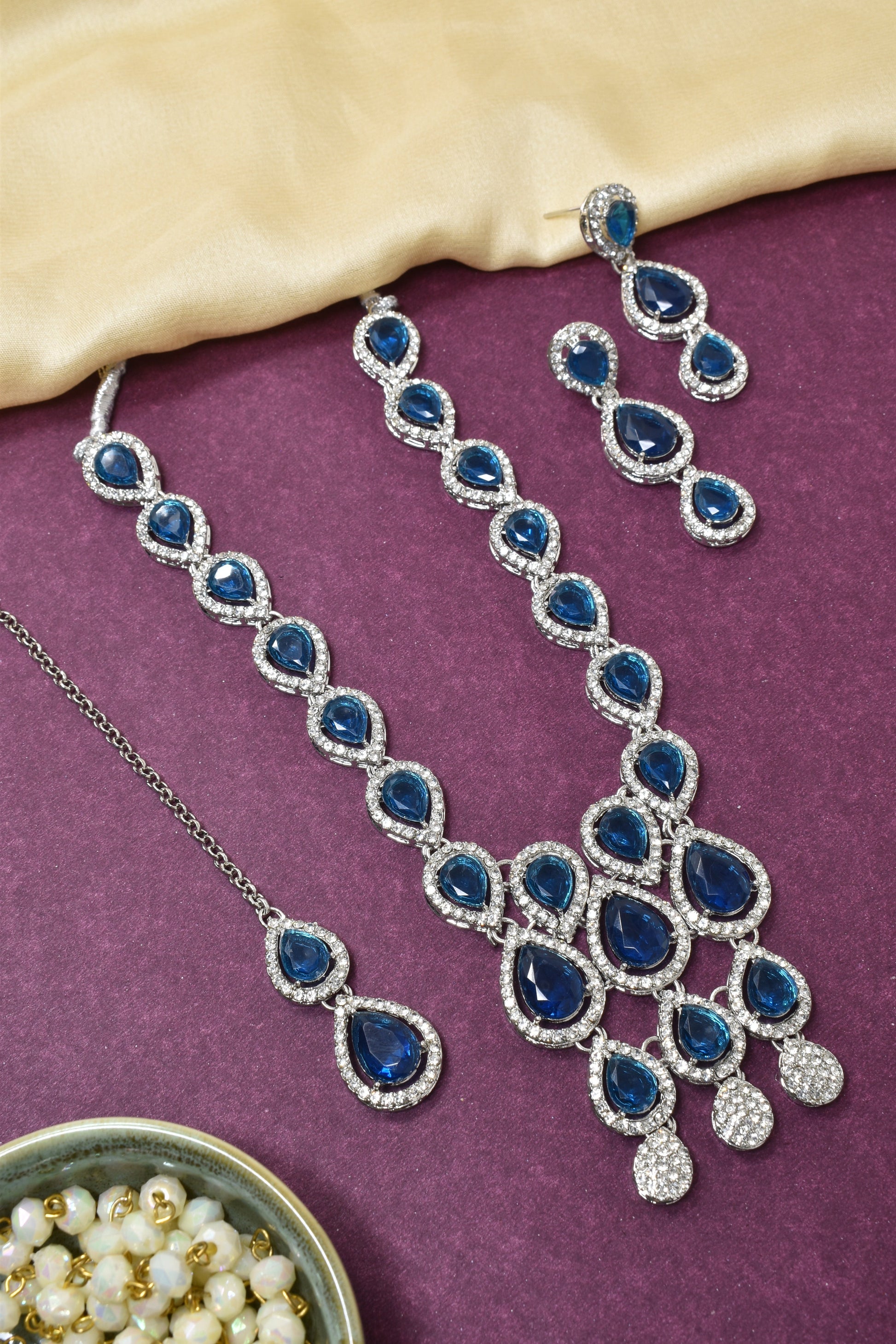 Necklace,american diamond set,ad set,silver set