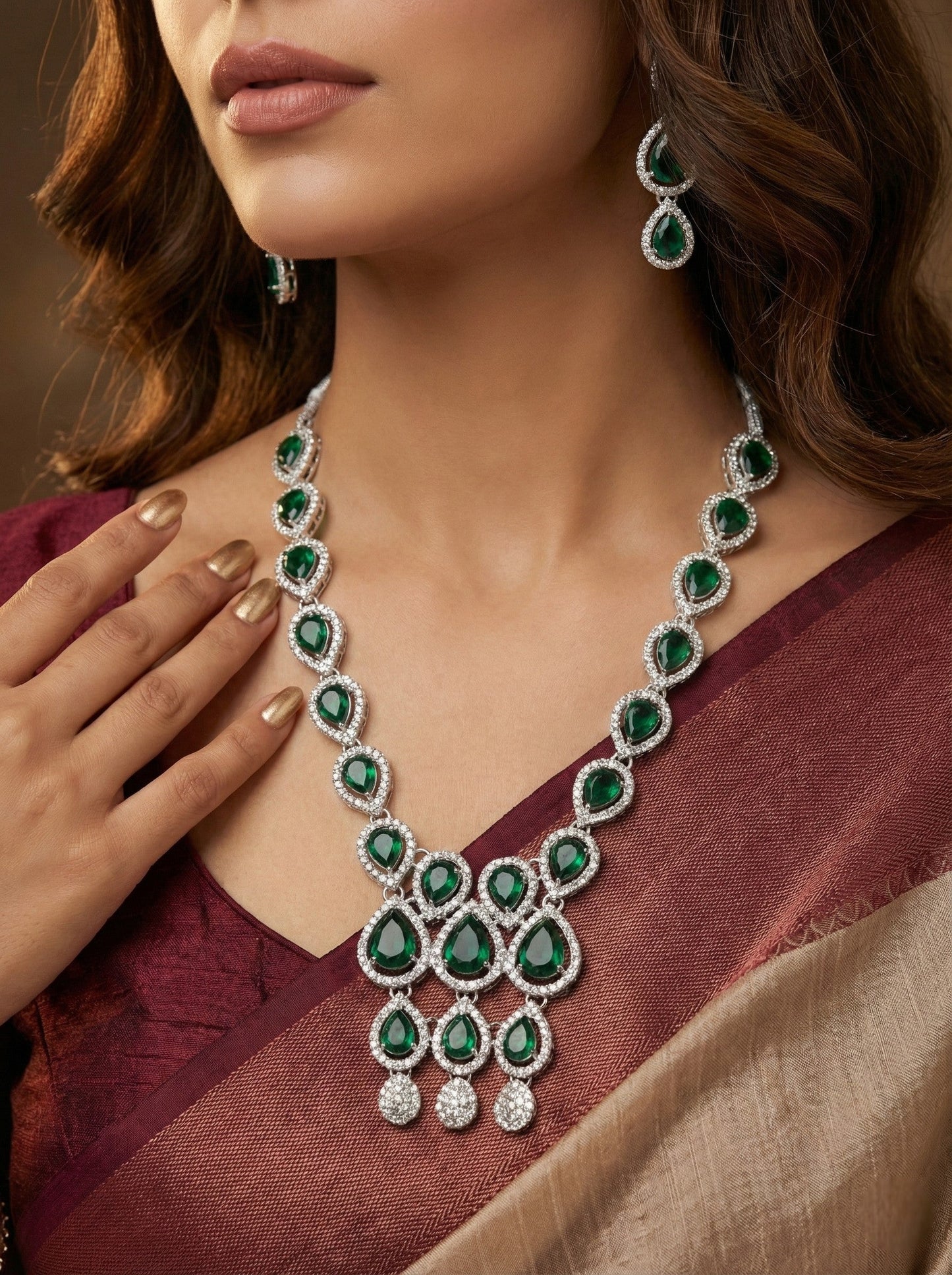 Necklace,american diamond set,ad set,silver set