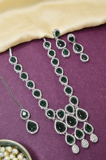 Necklace,american diamond set,ad set,silver set