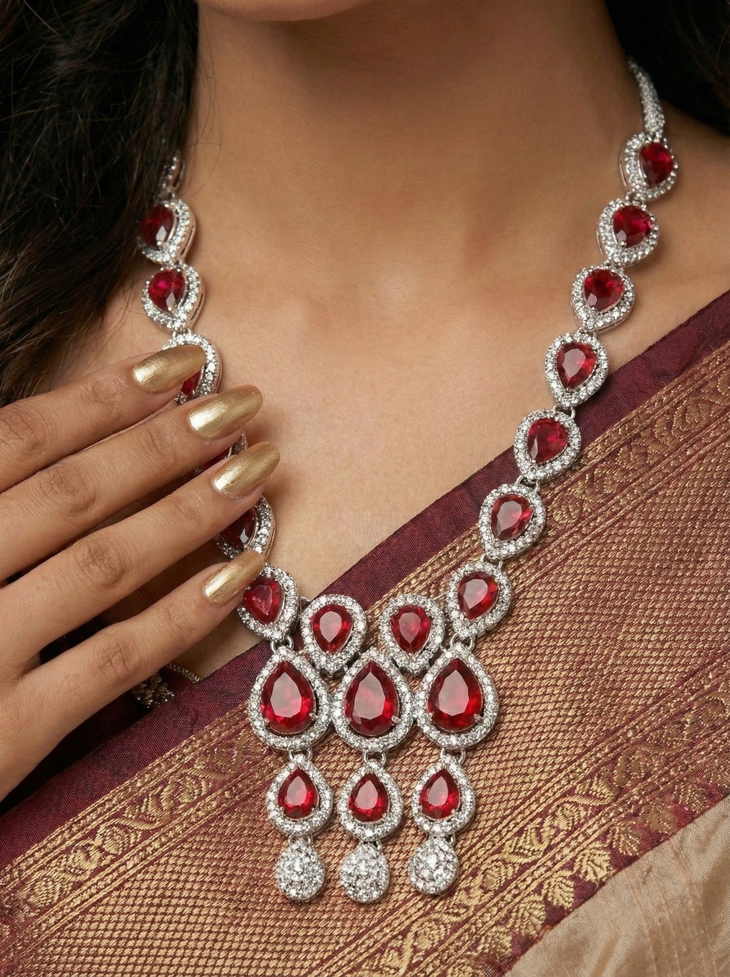 Necklace,american diamond set,ad set,silver set