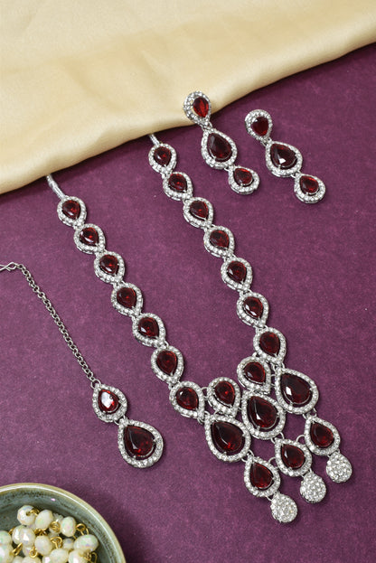 Necklace,american diamond set,ad set,silver set