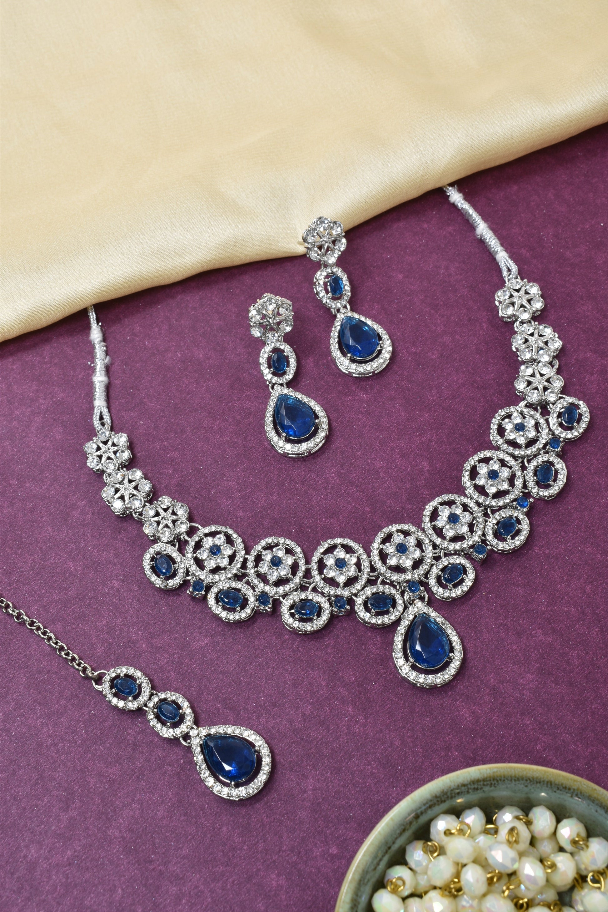 Necklace,american diamond set,ad set,silver set