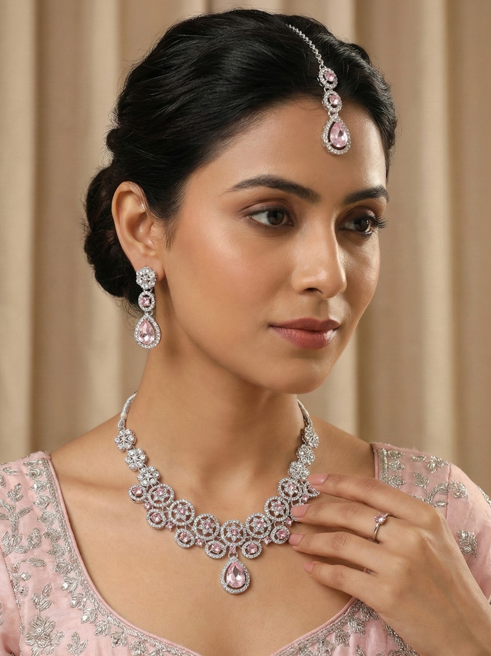 Necklace,american diamond set,ad set,silver set