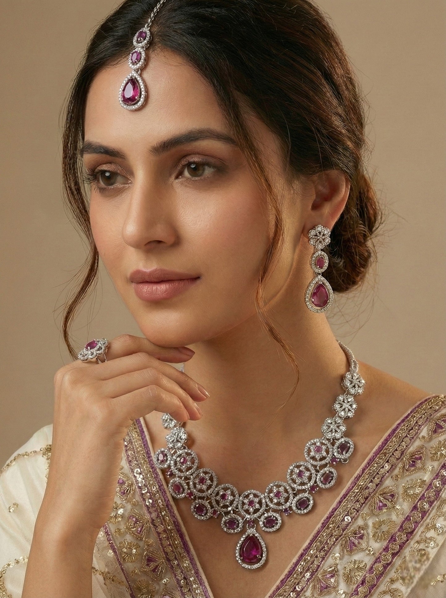 Necklace,american diamond set,ad set,silver set