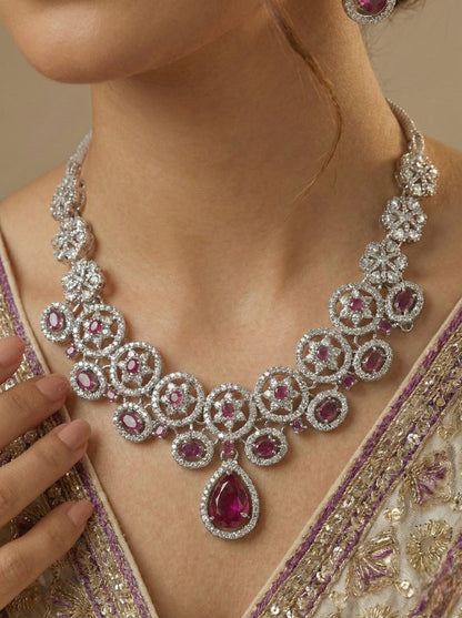 Necklace,american diamond set,ad set,silver set