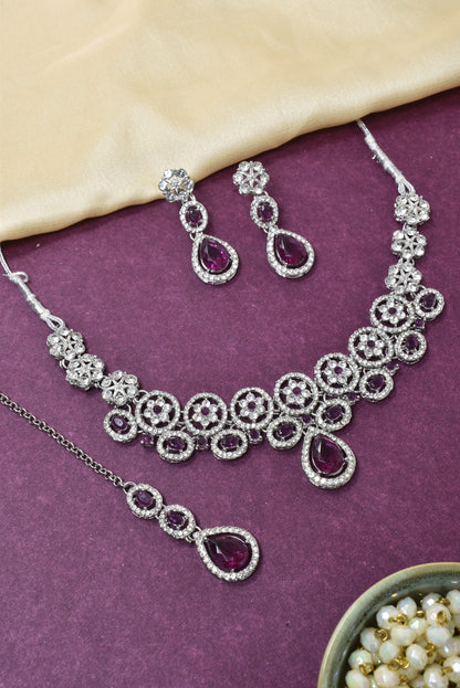 Necklace,american diamond set,ad set,silver set