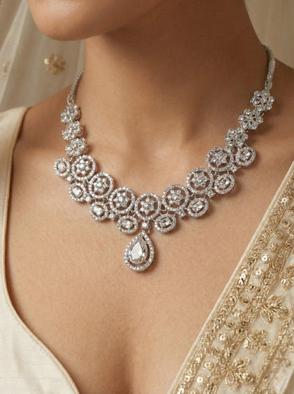 Necklace,american diamond set,ad set,silver set