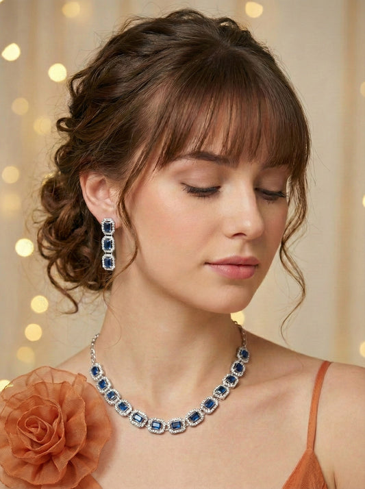 Necklace,american diamond set,ad set,silver set