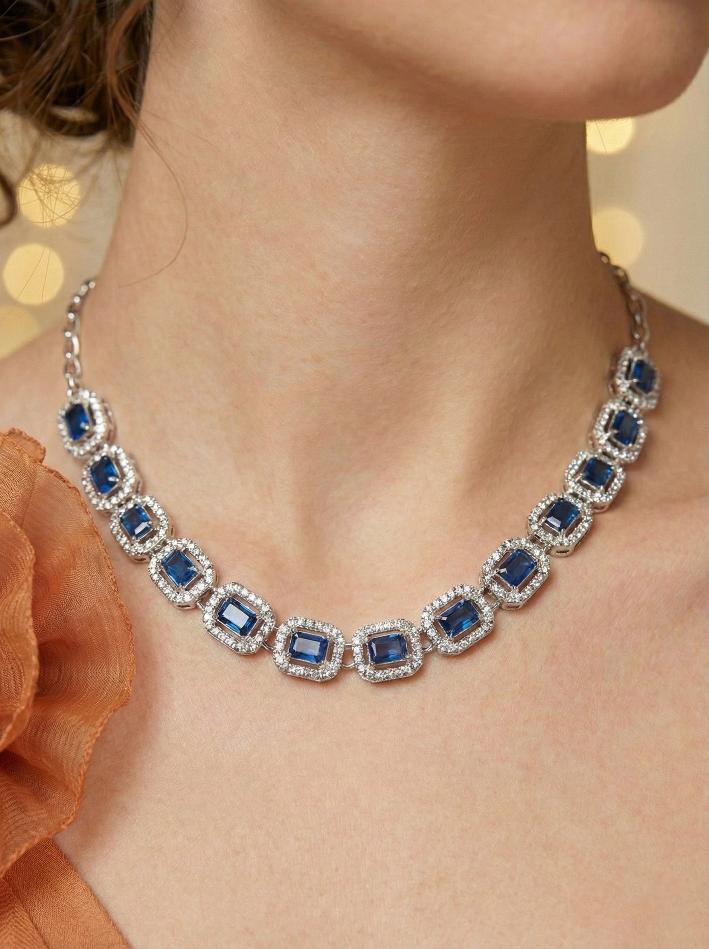 Necklace,american diamond set,ad set,silver set