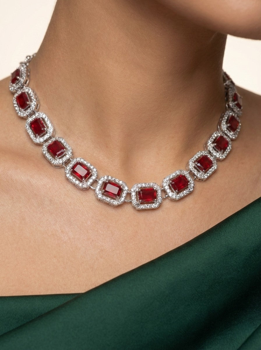 Necklace,american diamond set,ad set,silver set