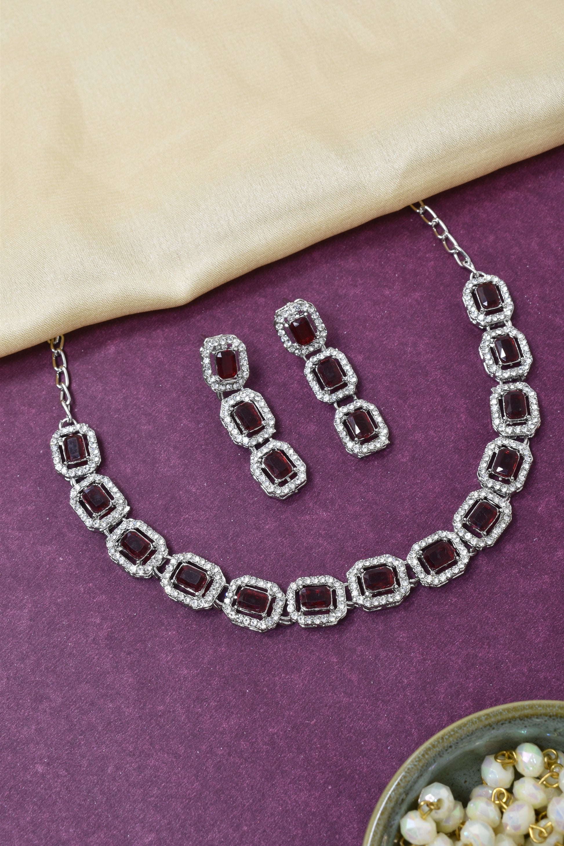 Necklace,american diamond set,ad set,silver set