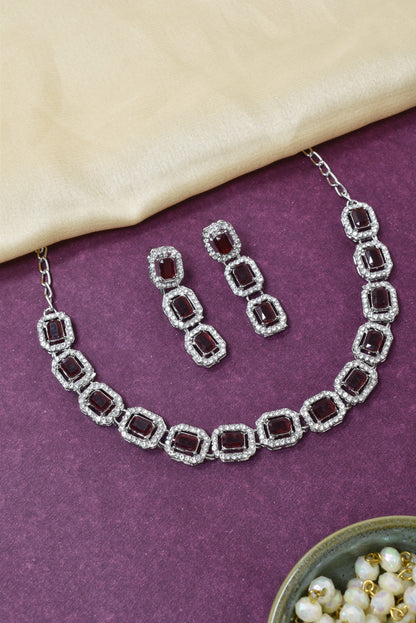 Necklace,american diamond set,ad set,silver set