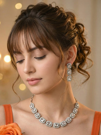 Necklace,american diamond set,ad set,silver set