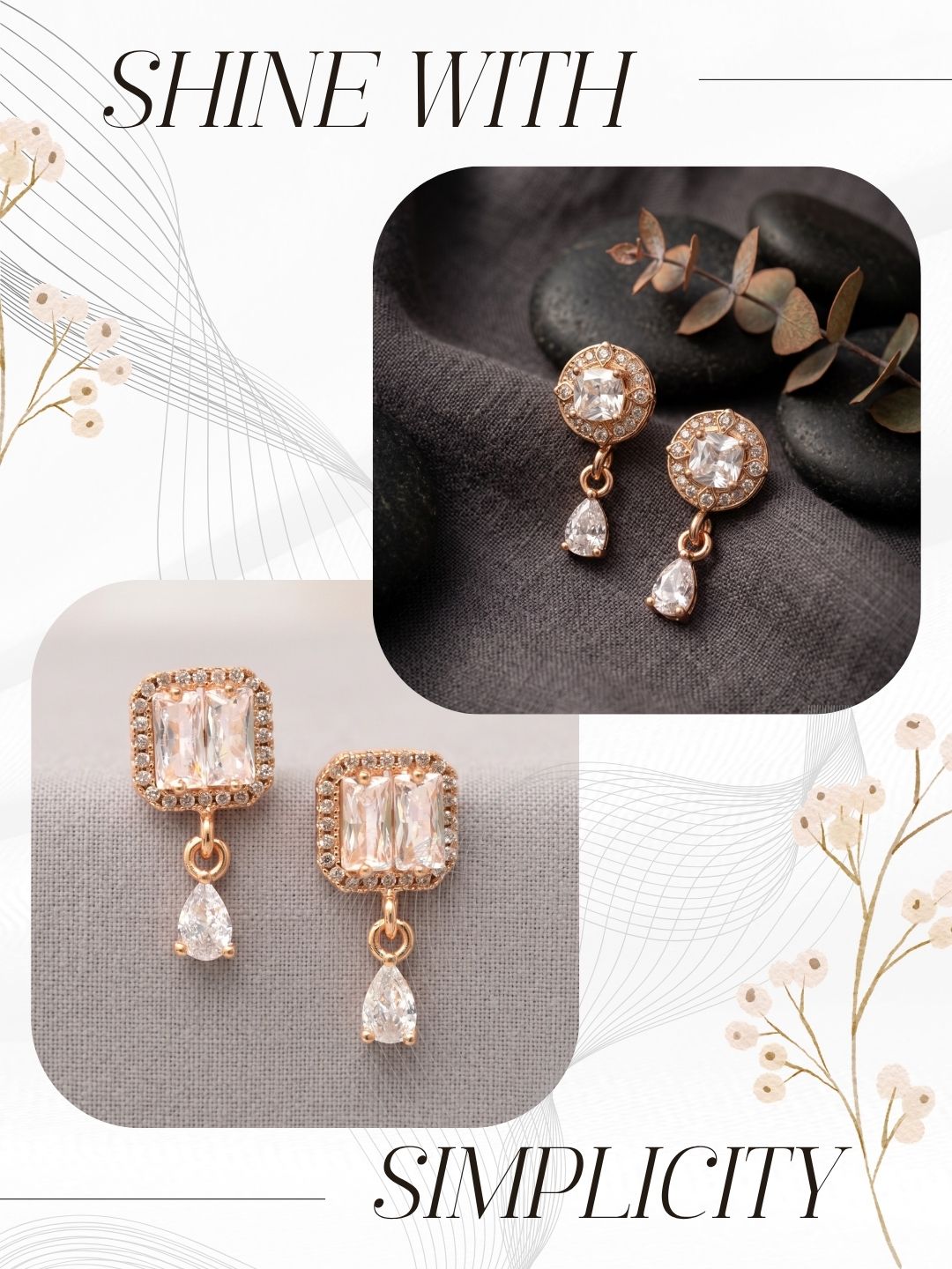 Elegant Sparkling Stone Stud Earrings Combo for Women and Girls