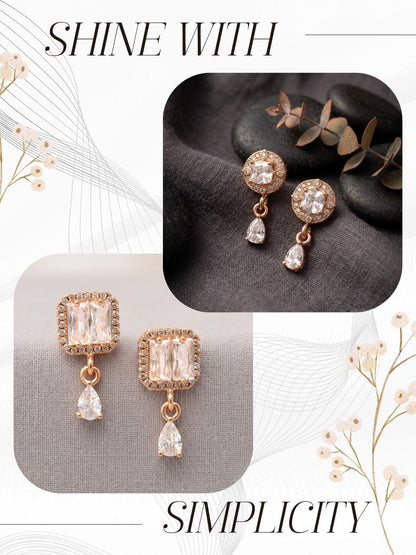 Elegant Sparkling Stone Stud Earrings Combo for Women and Girls
