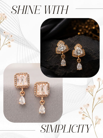 Elegant Sparkling Stone Stud Earrings Combo for Women and Girls