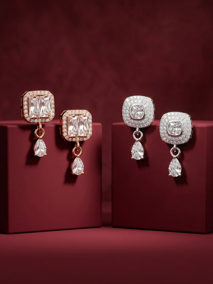 Elegant Sparkling Stone Stud Earrings Combo for Women and Girls