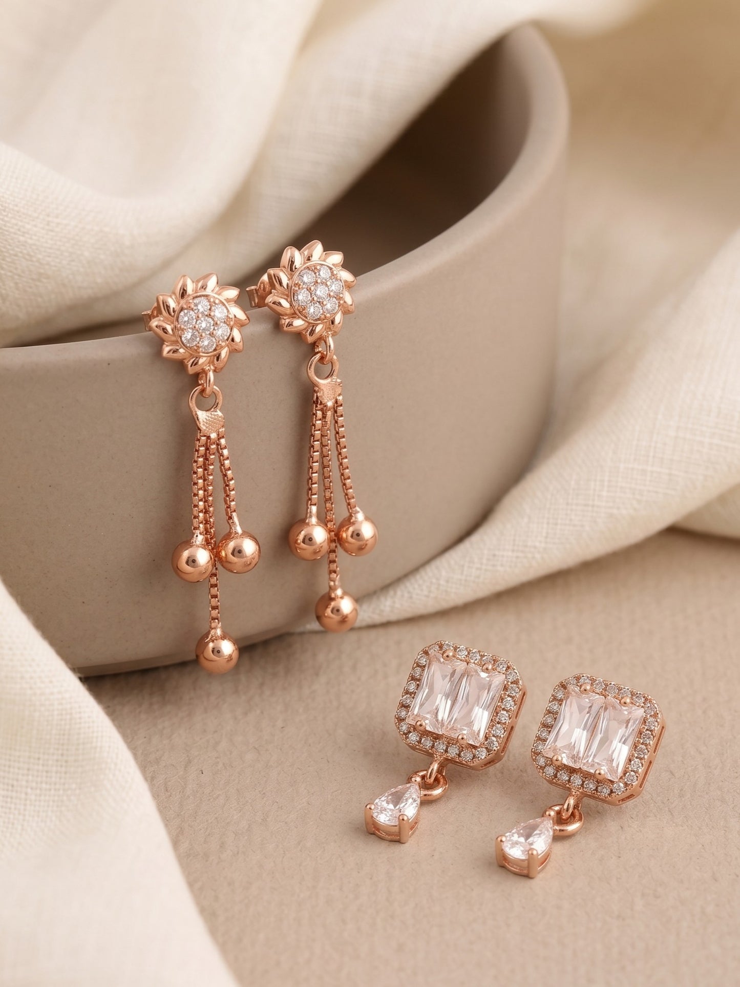 Elegant Sparkling Stone Stud Earrings Combo for Women and Girls