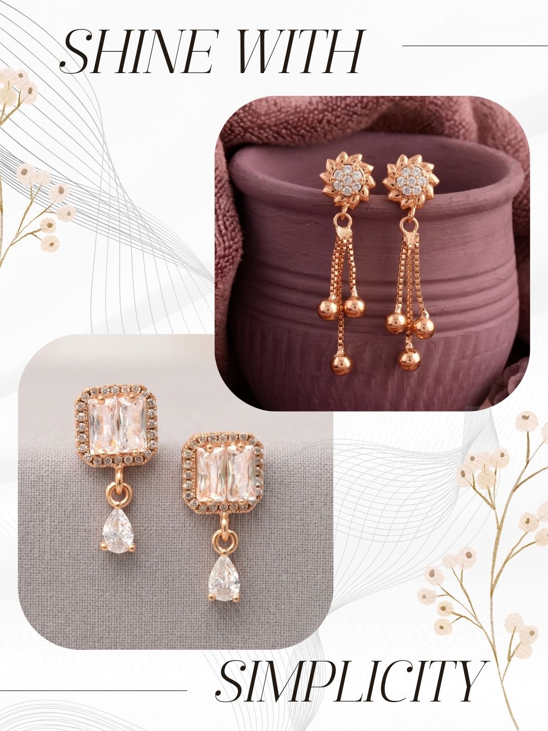 Elegant Sparkling Stone Stud Earrings Combo for Women and Girls