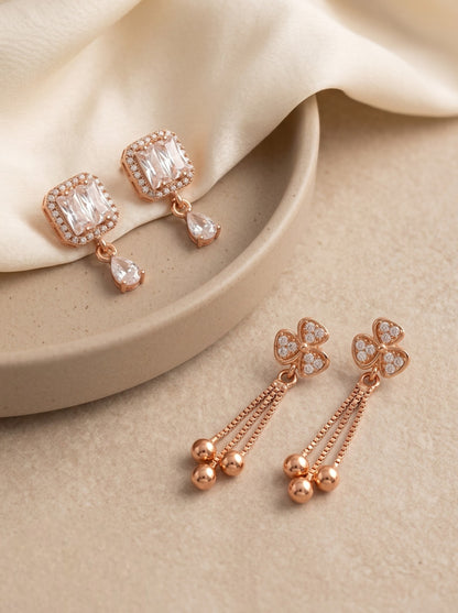 Elegant Sparkling Stone Stud Earrings Combo for Women and Girls