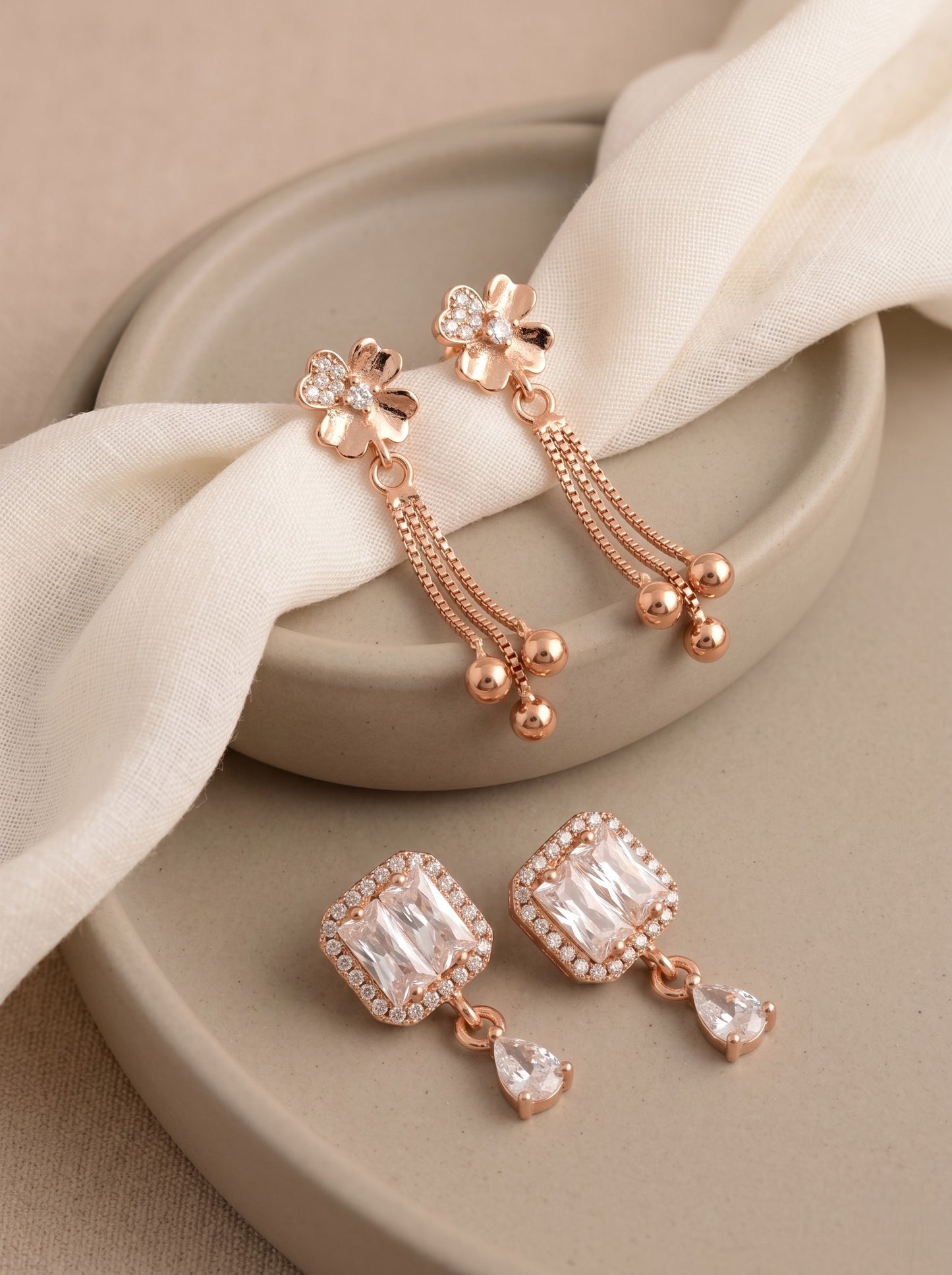 Elegant Sparkling Stone Stud Earrings Combo for Women and Girls