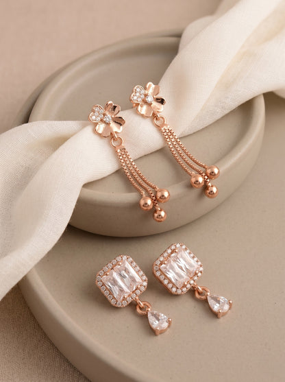 Elegant Sparkling Stone Stud Earrings Combo for Women and Girls