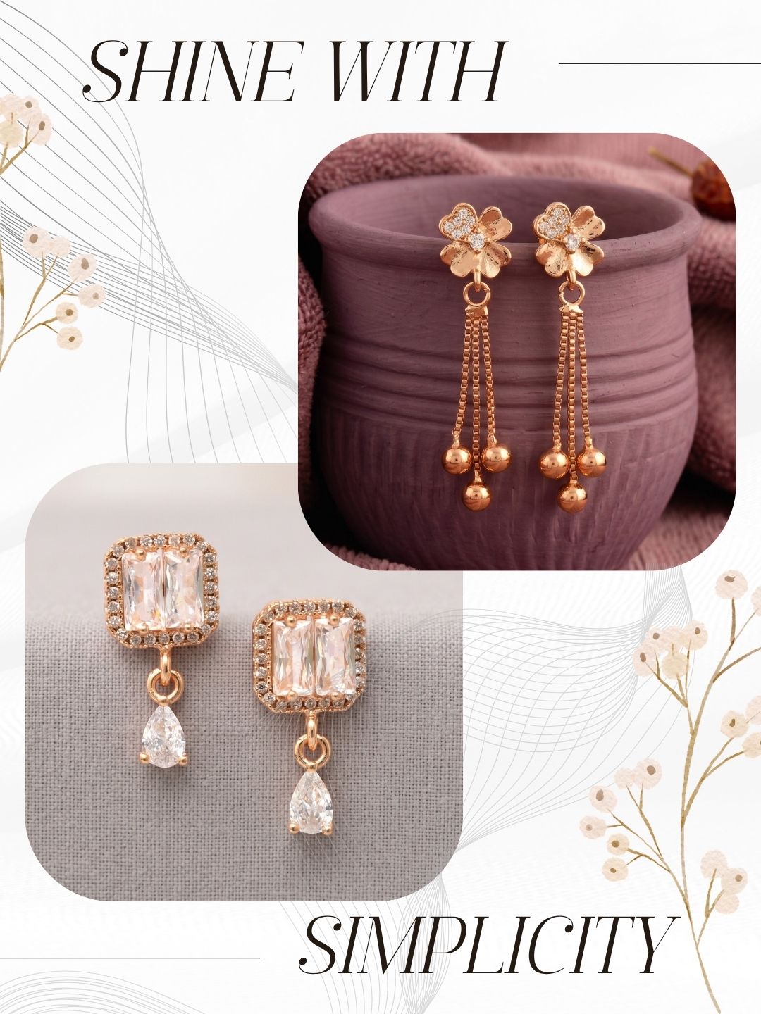 Elegant Sparkling Stone Stud Earrings Combo for Women and Girls