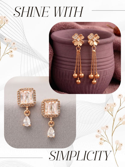 Elegant Sparkling Stone Stud Earrings Combo for Women and Girls