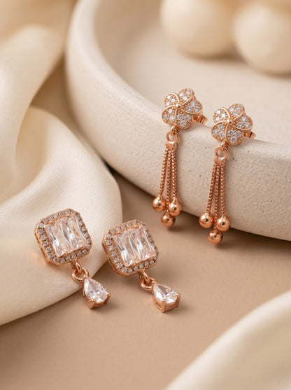 Elegant Sparkling Stone Stud Earrings Combo for Women and Girls