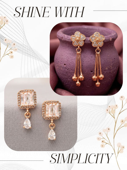 Elegant Sparkling Stone Stud Earrings Combo for Women and Girls
