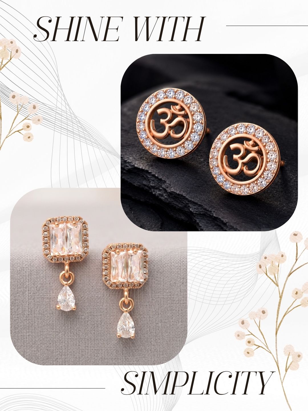 Elegant Sparkling Stone Stud Earrings Combo for Women and Girls