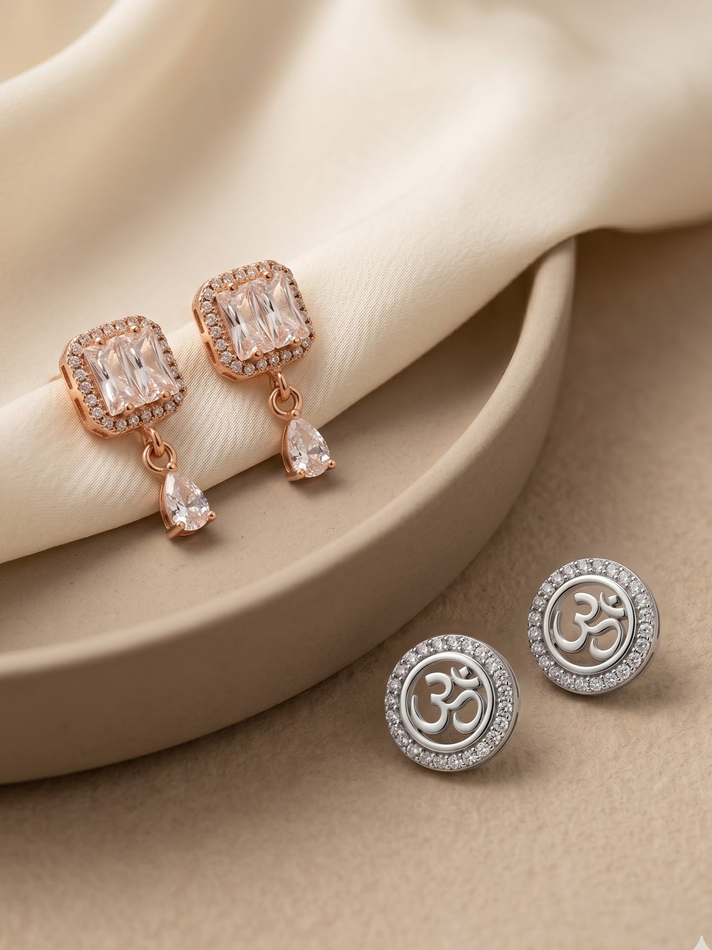 Elegant Sparkling Stone Stud Earrings Combo for Women and Girls